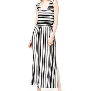 Bar lll Women's XL Maxi Dress Sleeveless Summer Classic Black White Stripe NWT